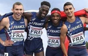 Amaury en Argent avec le 4x100m de l'équipe de France U23